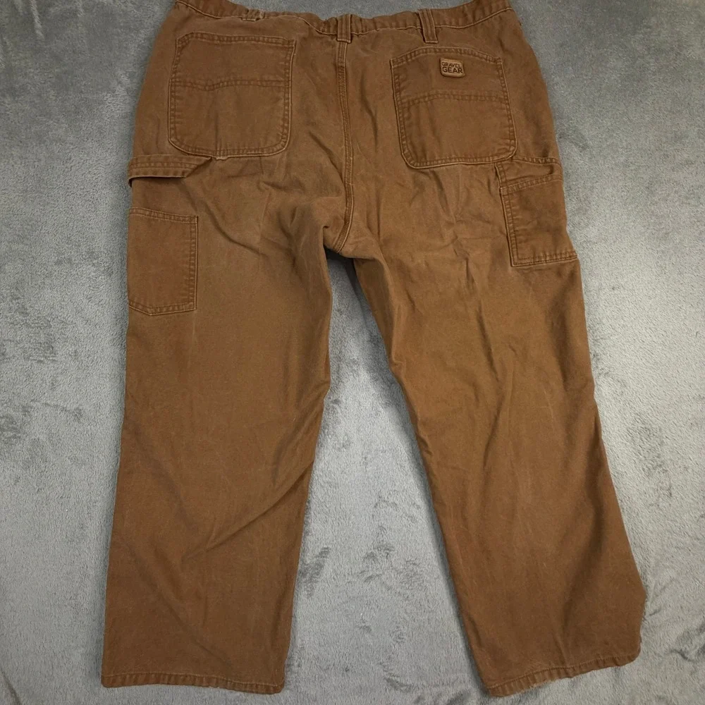 Gravel Gear Mens Brown Cotton Canvas Relaxed Fit Carpenter Work Pants 44x30